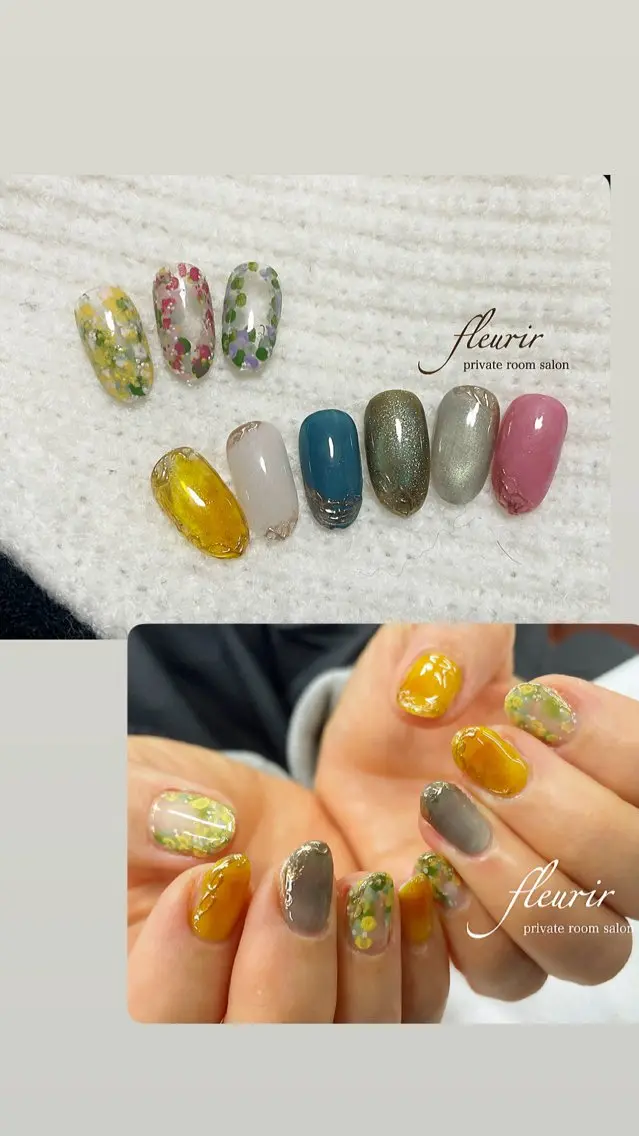 ネイル アートネイル フラワーネイル ミラーネイル ニュアンスネイル ワンカラーネイル フルリール 【プライベートサロンのネイルデザイン