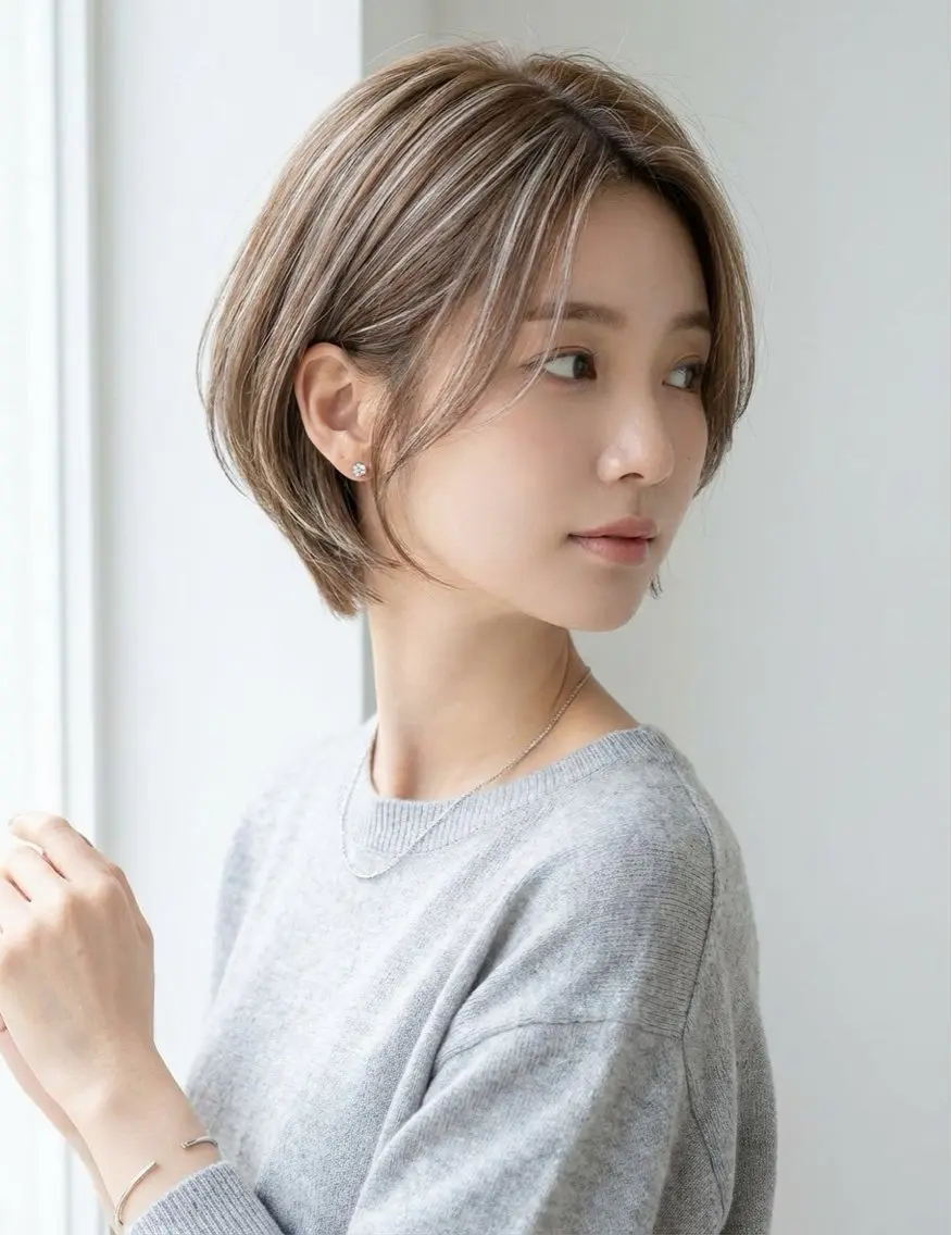 ショート ショートボブ ボブ ハイライト ショートヘア デュファブル　高橋 慶一のヘアスタイル