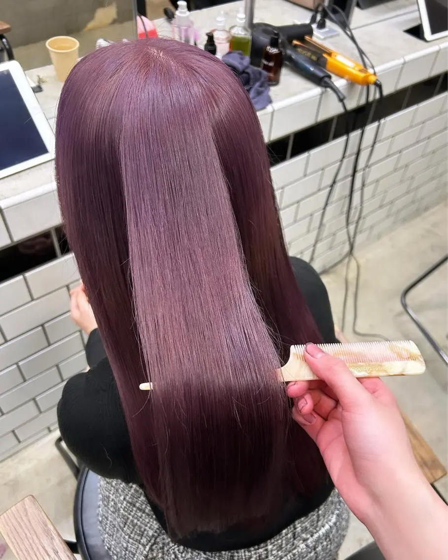 ロング カラー カット ヘアカラー トリートメント 🌷ラベンダーピンク 顔まわり🌷ねいろのヘアスタイル