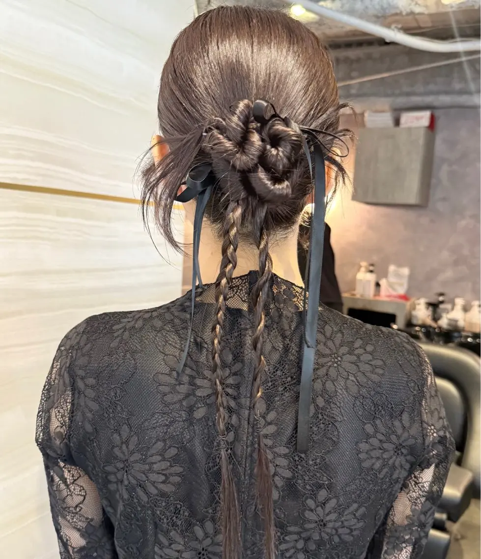 ロング ヘアセット 🌱巴結生🌿グレー ジュ☁️ミルクティーのヘアスタイル