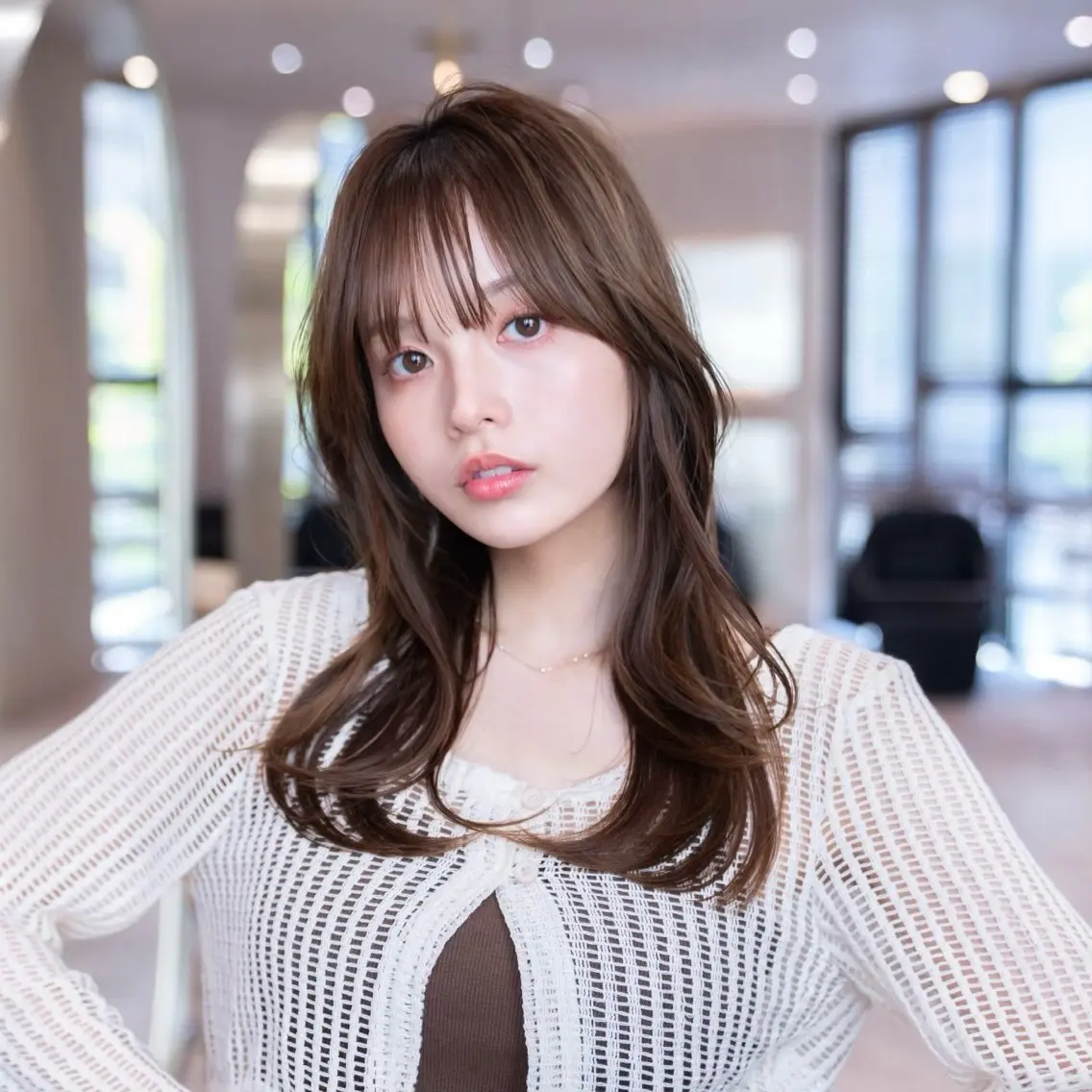 セミロング ボブ 顔まわりレイヤー 顔周りカット ハッシュカット 髪質改善 原宿/韓国/髪質改善 /レイヤー/ボブのヘアスタイル