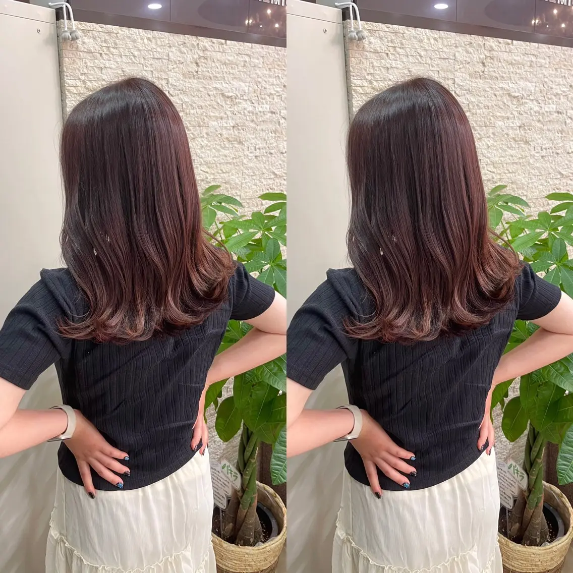 ミディアム カット ヘアカラー トリートメント Y Uのヘアスタイル