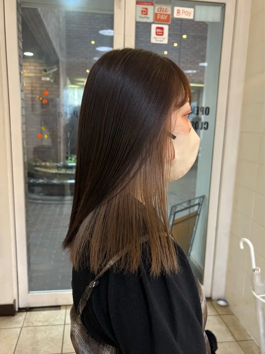 ミディアム カラー ヘアカラー トリートメント ボブパーマ/ スズキユウナのヘアスタイル