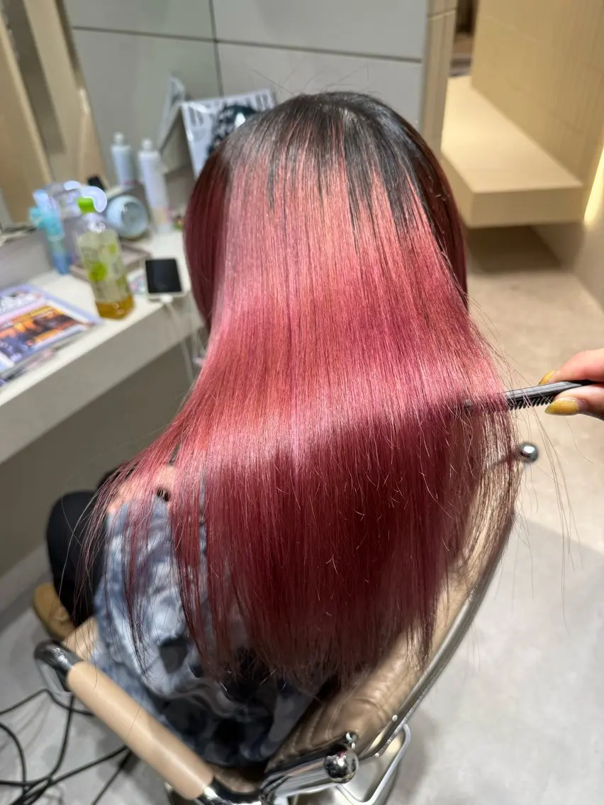 ロング パーマ ヘアアレンジ 縮毛矯正 ストレートパーマ 縮毛矯正 縮毛矯正/髪質改善/ ブリーチ毛/木元渓太のヘアスタイル