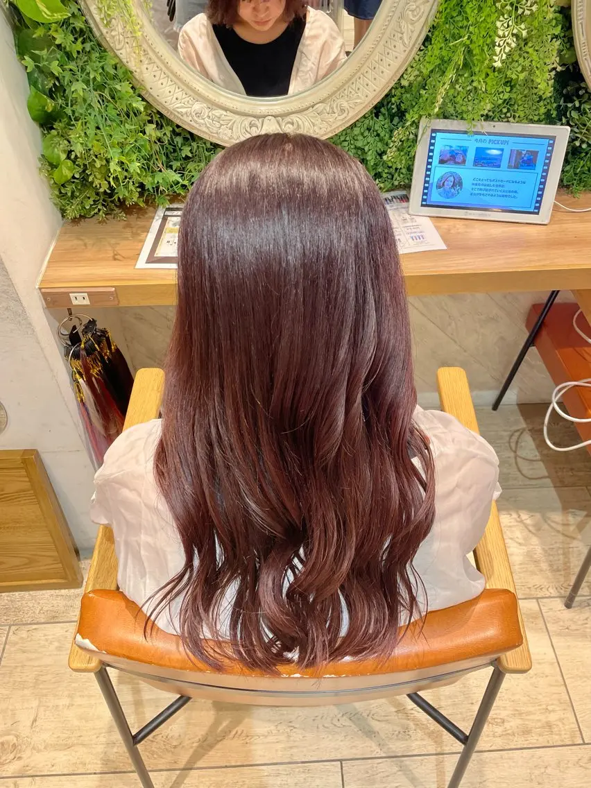 ロング カラー 縮毛矯正 ヘアカラー 横浜パーマ🌐ボブ✨ 暖色カラーもえかのヘアスタイル