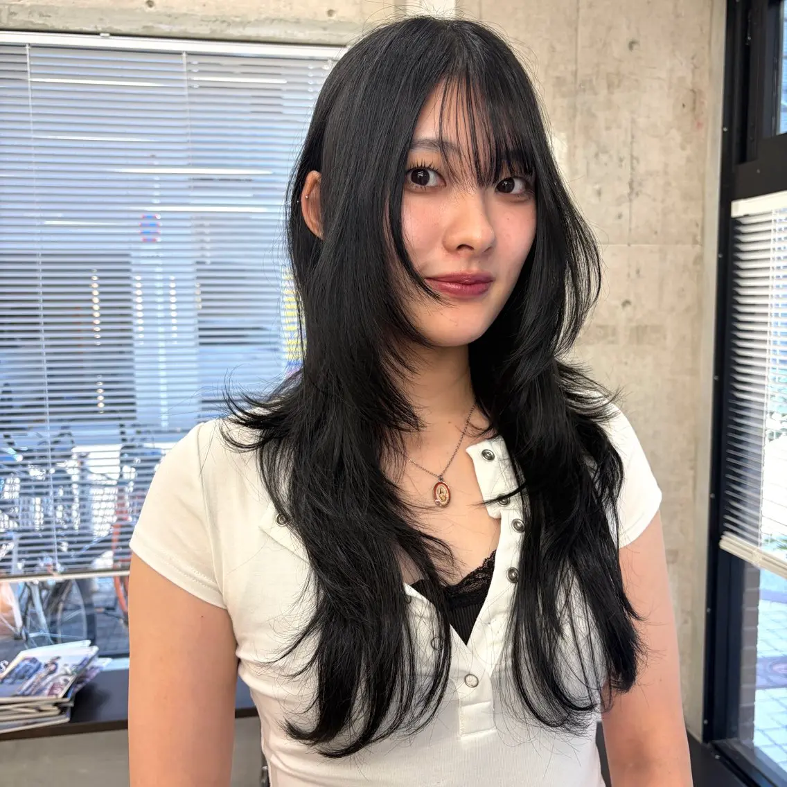 ロング ハッシュカット カット ヘアカラー トリートメント 似合わせレイヤー ハッシュカットのヘアスタイル