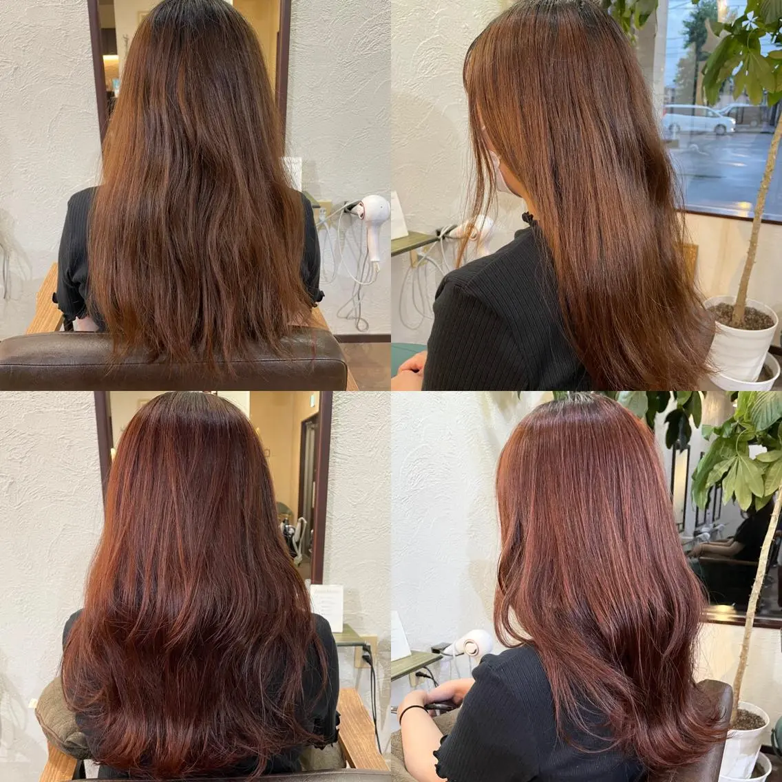 ロング カラー オレンジ レッドカラー 箱守 さやかのヘアスタイル