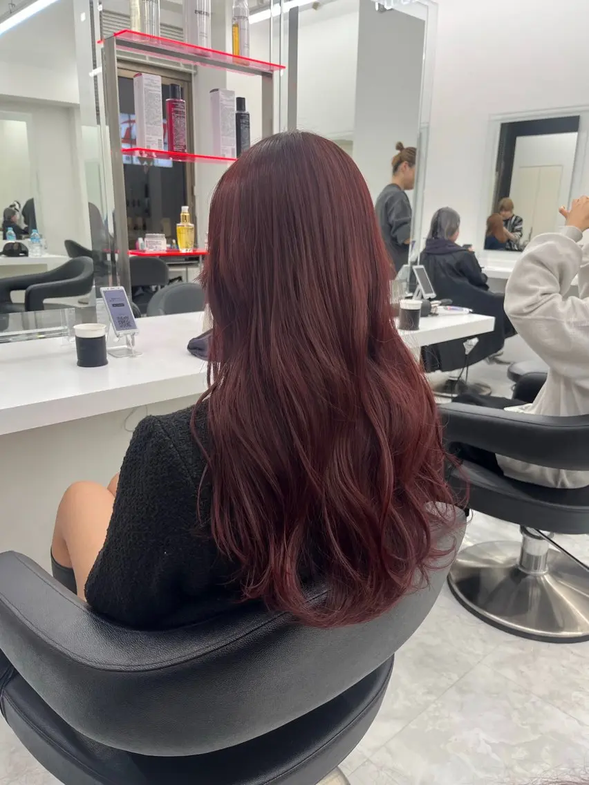 ロング カラー カシス ピンクカラー ヘアカラー 💖トレンド春夏 カラー💖FUTAのヘアスタイル