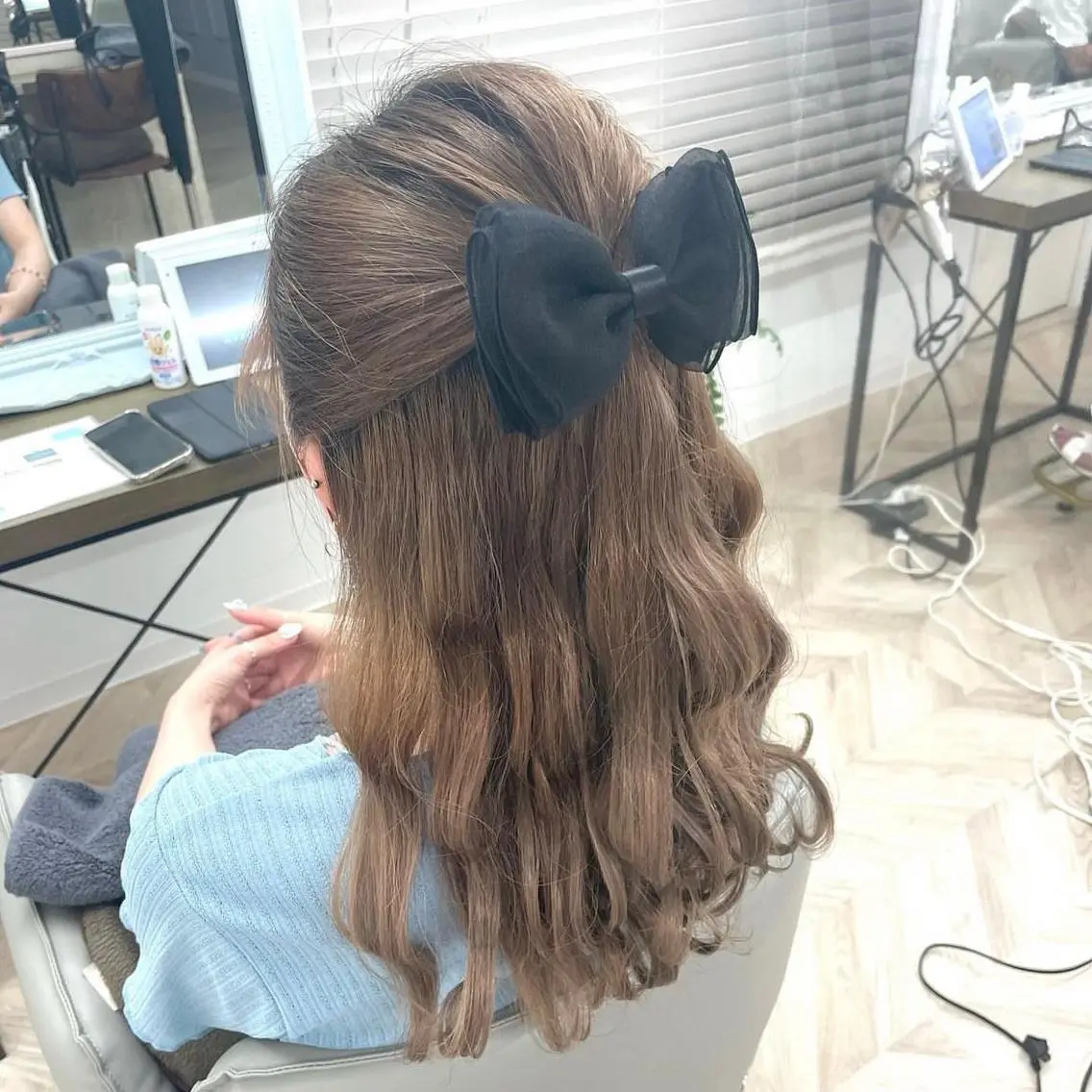 ミディアム ヘアアレンジ ハーフアップ 💖透明感カラー💖 mayukoのヘアスタイル