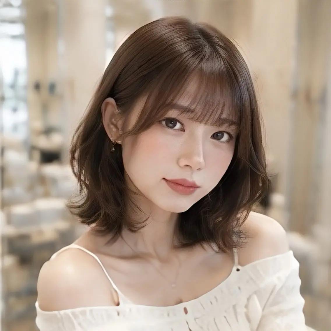 ミディアム 縮毛矯正/レイヤー/ 前髪カット/おばかんのヘアスタイル