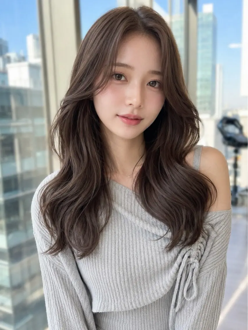 ロング カット トリートメント みこ🌙艶カラー/ 透明感ブラウン‪🤎のヘアスタイル