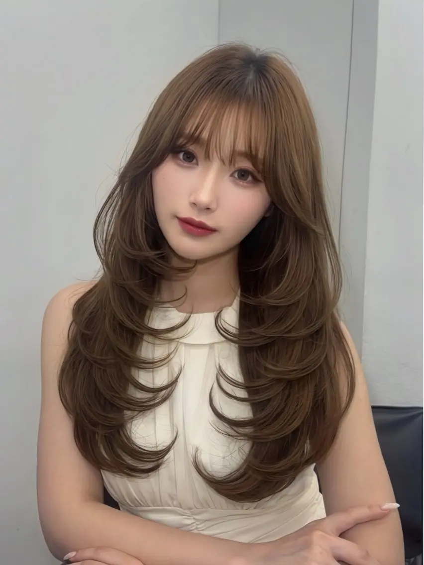 ロング カラー カット トリートメント 🦋韓国レイヤー 艶髪矯正🦋凛太郎のヘアスタイル