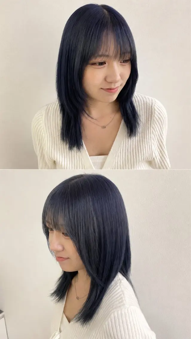 セミロング カラー ヘアカラー ダブルカラー/ 縮毛矯正🌼畔上のヘアスタイル