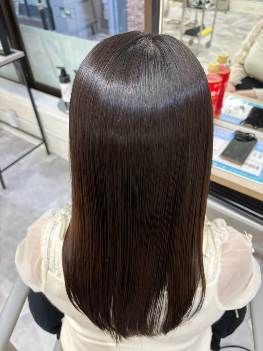 セミロング 縮毛矯正 髪質改善Acero 稲田圭翔のヘアスタイル