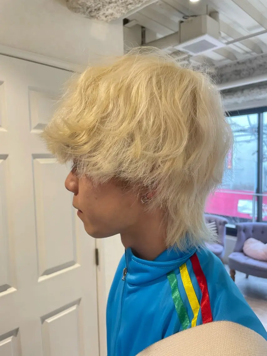ミディアム メンズ カット ヘアカラー 柳井 準平のヘアスタイル