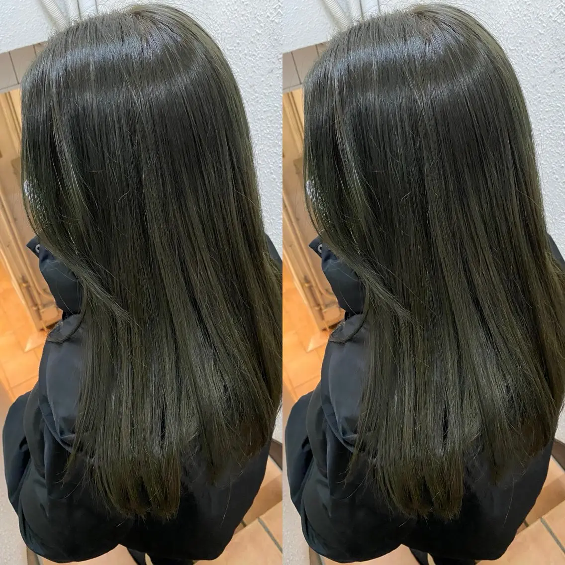 セミロング カラー ブリーチ 透明感カラー ダブルカラー ブリーチなしカラー オリーブカラー ヘアカラー トリートメント 髪質改善🩵縮毛矯正 代々木/木下のヘアスタイル