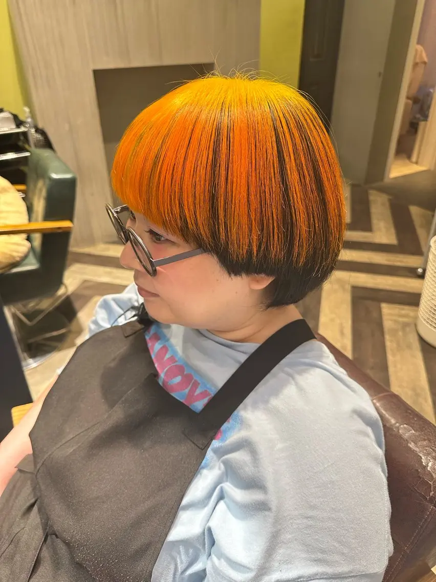 ショート カラー ブリーチ オレンジ 【echelle】 あむのヘアスタイル
