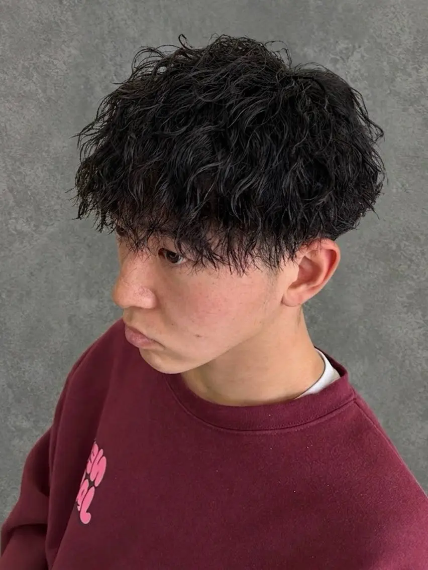 ミディアム パーマ メンズ カット パーマ 小塚 悠雅のヘアスタイル