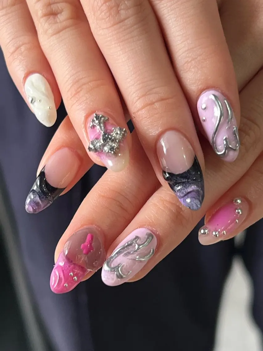 ネイル ハンドネイル Hata nail 🎀個性派ニュアンスのネイルデザイン