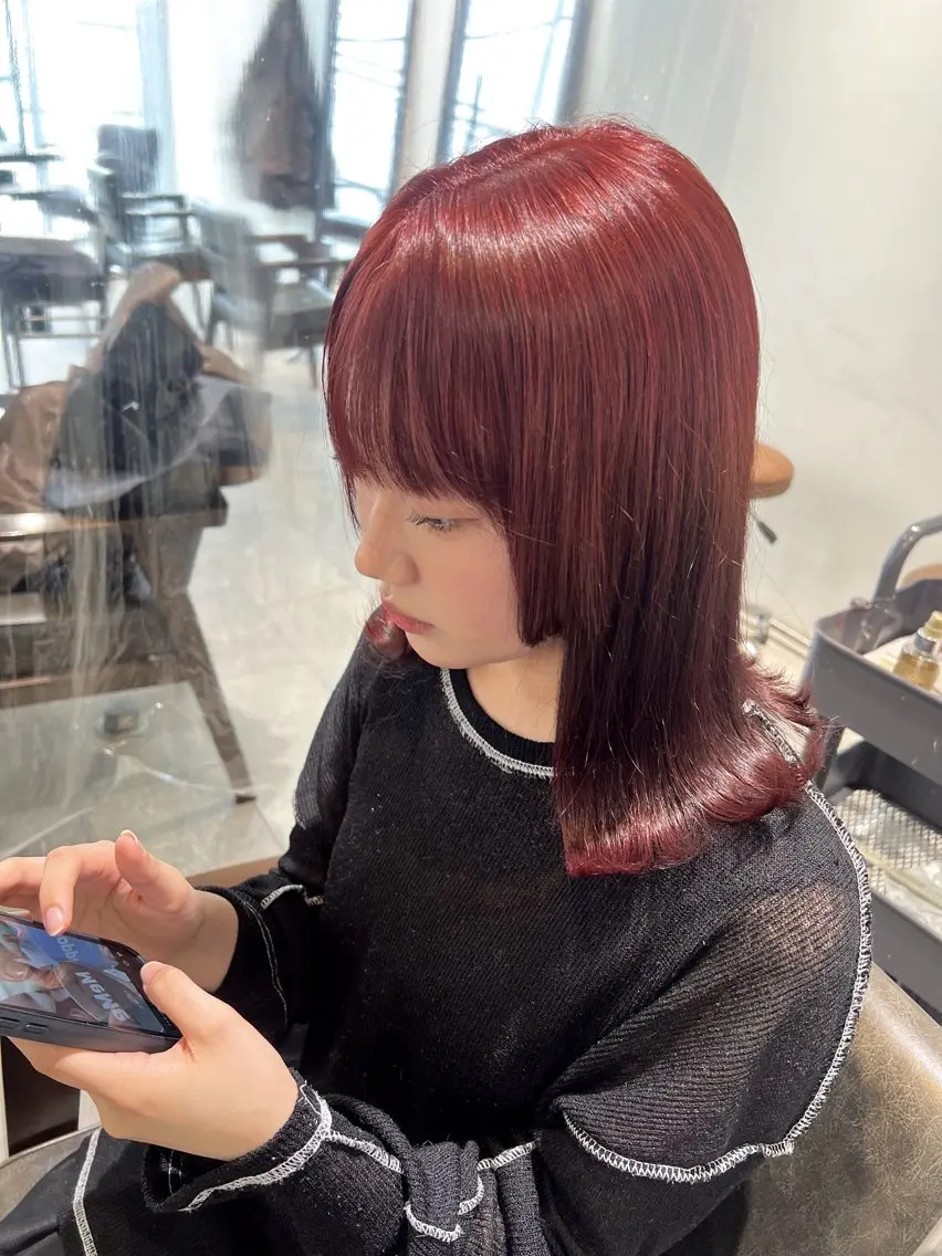 ミディアム カラー カット ヘアカラー トリートメント 🎀ハイトーン・艶 カラー HANA🎀のヘアスタイル