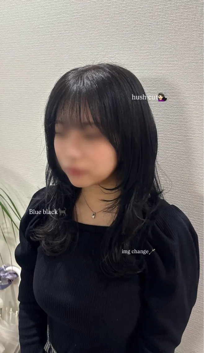 ロング カラー 黒髪 透明感カラー ハッシュカット 韓国風ヘア カット ヘアカラー 坂本奈都美/Jr.s 🎀のヘアスタイル