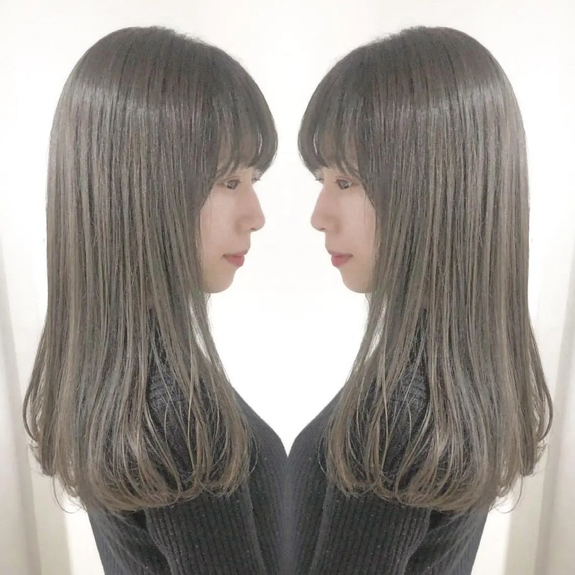 ミディアム カラー 柔らかbeige モトキのヘアスタイル