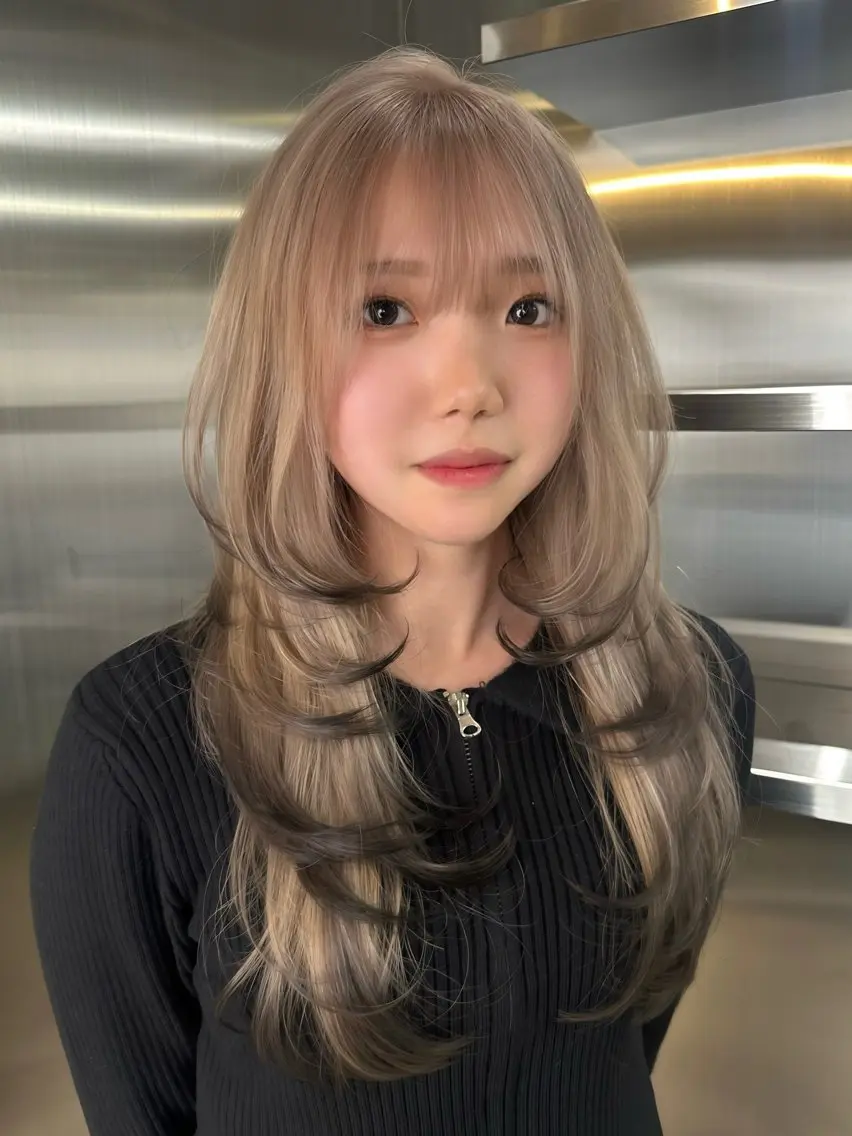 ロング カラー ベージュカラー ブリーチ ケアブリーチ ダブルカラー ボブ 尾関 隼多のヘアスタイル