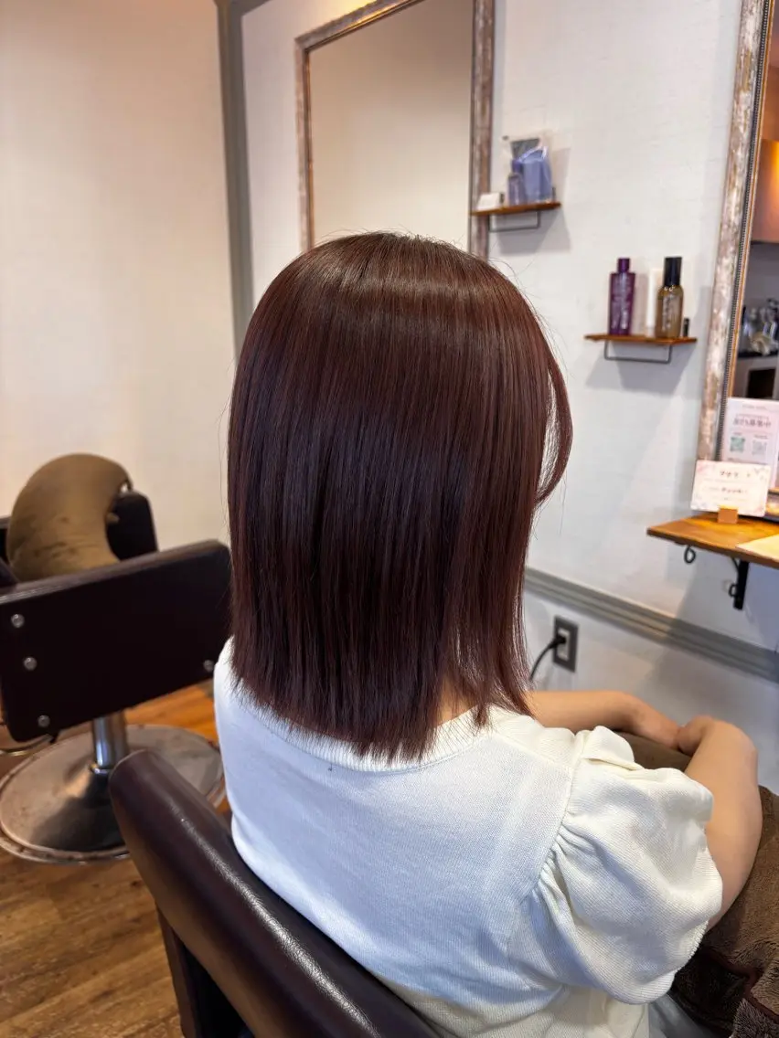 ミディアム レッドブラウン 髪質改善 ヘアカラー トリートメント 🫧髪質改善🫧山口 碧のヘアスタイル