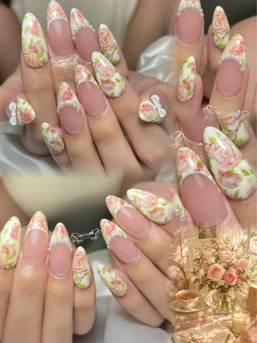 ネイル 長さ出し ガーリー 韓国ネイル 持ち込み ワンホンネイル ハンドネイル YURI NAILのネイルデザイン