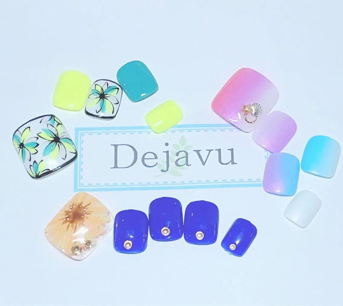 ネイル アートネイル フットネイル 夏ネイル ハンドネイル Nail salon Dejavu 🌿のネイルデザイン