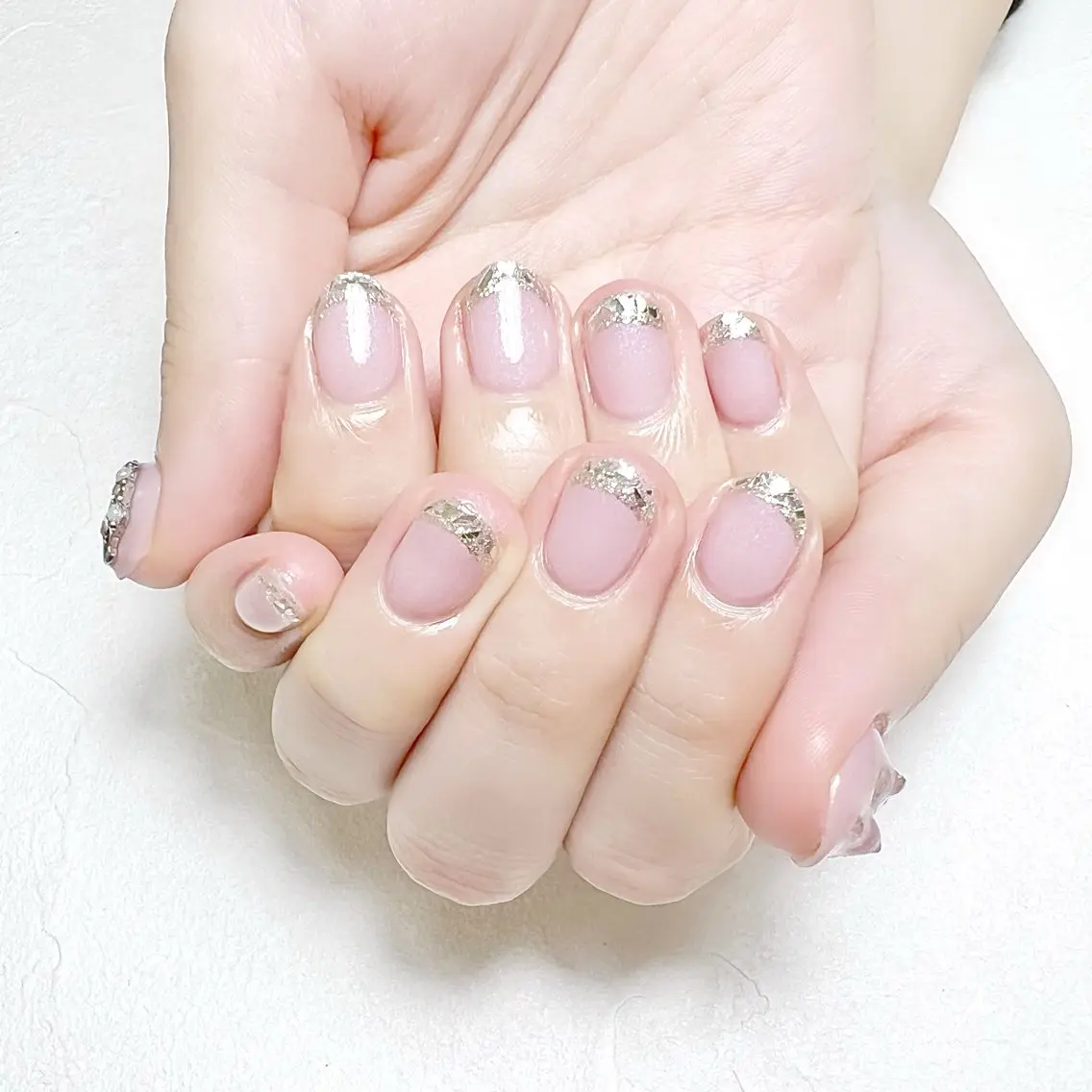 ネイル フレンチネイル ガラスフレンチ オフィスネイル rouse nail RISATOのネイルデザイン