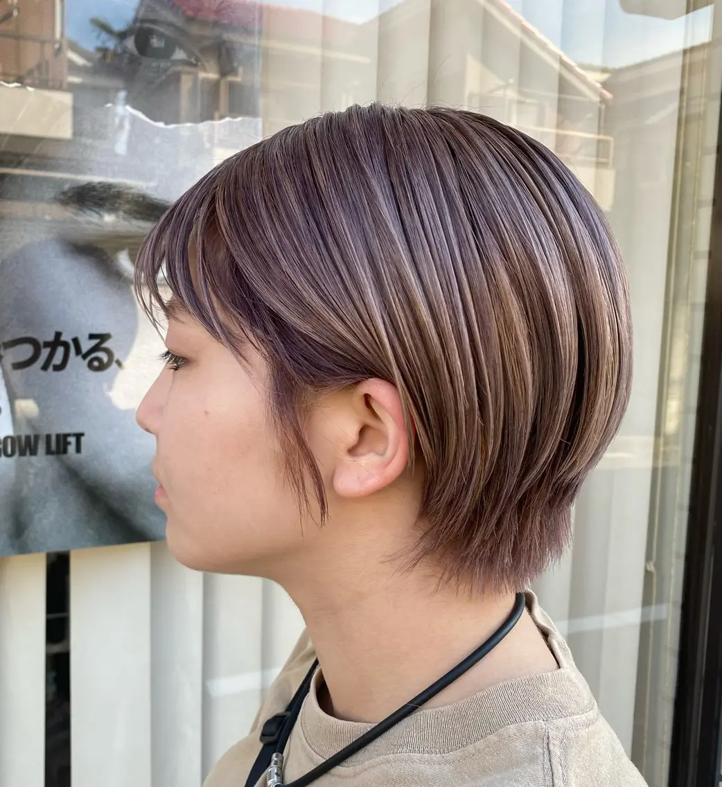 ショート カラー ブリーチ ラベンダーカラー ラベンダーピンク ピンクカラー HBLディプロマ所有 AZUSAのヘアスタイル
