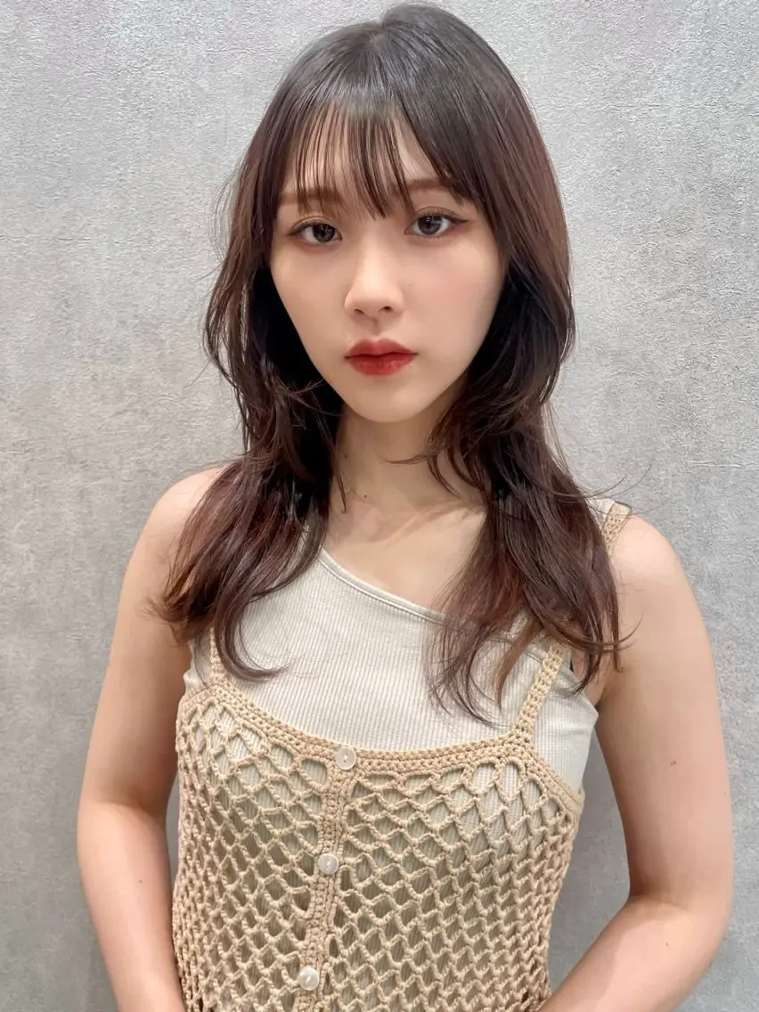 ロング カラー ヘアアレンジ 顔周りカット 韓国風ヘア レイヤーカット 小顔カット カット ヘアカラー ✨レイヤー/ 透明感カラー✨冨永剛のヘアスタイル