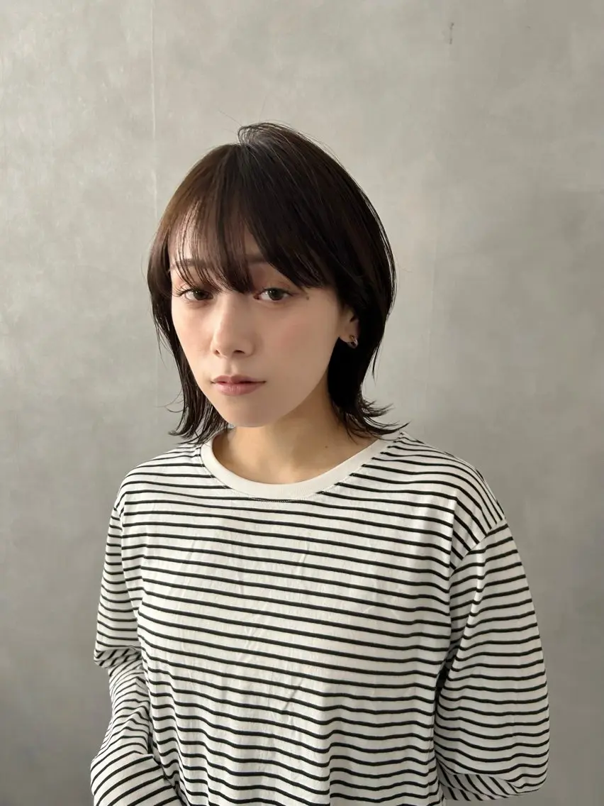 ミディアム くびれヘア カット 縮毛矯正 池袋/小顔レイヤー/ 顔まわり/taigaのヘアスタイル