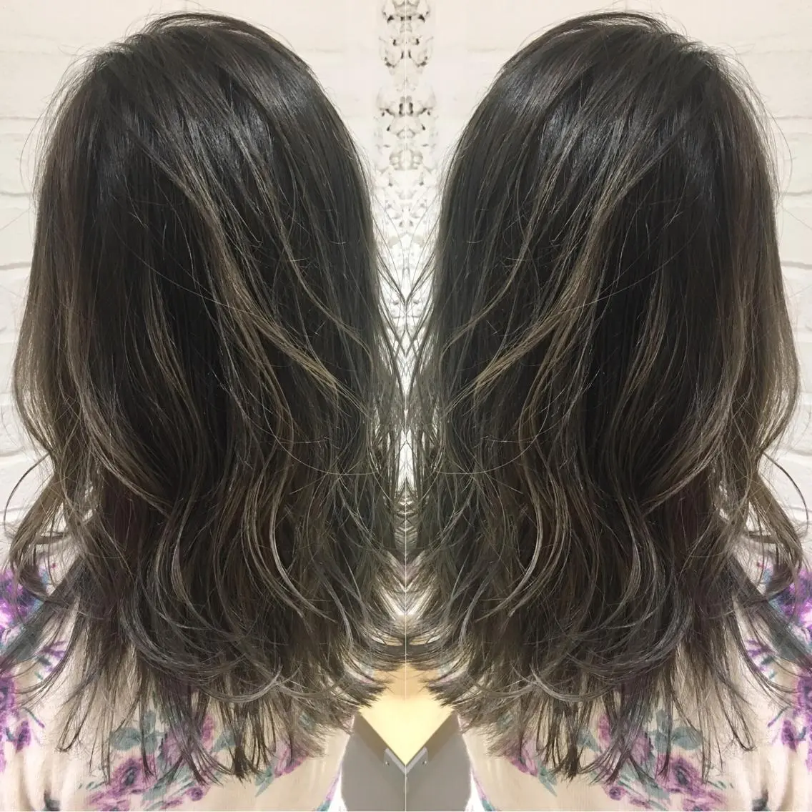 ロング カラー バレイヤージュ グレージュ レイヤーカット ヘアカラー レイヤー/大人メンズ パーマ🌀 平島拓也のヘアスタイル
