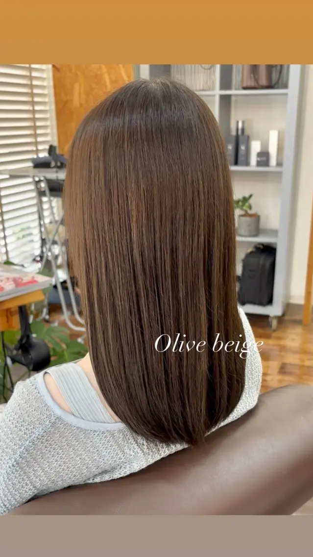 セミロング カラー ベージュカラー オリーブベージュ miku ヘアセット/着付けのヘアスタイル