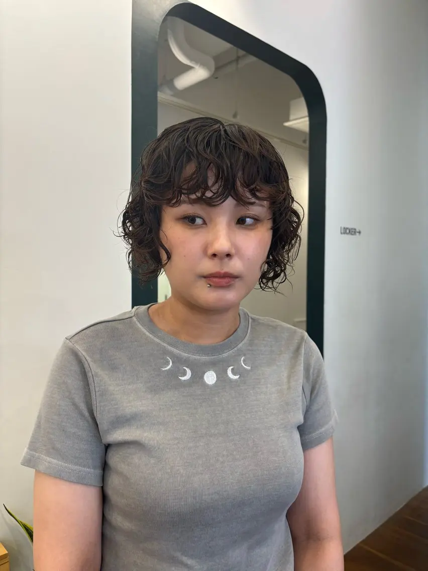 ショート パーマ ボブ カット パーマ トリートメント ヘアセット ハードパーマ Rico💜のヘアスタイル