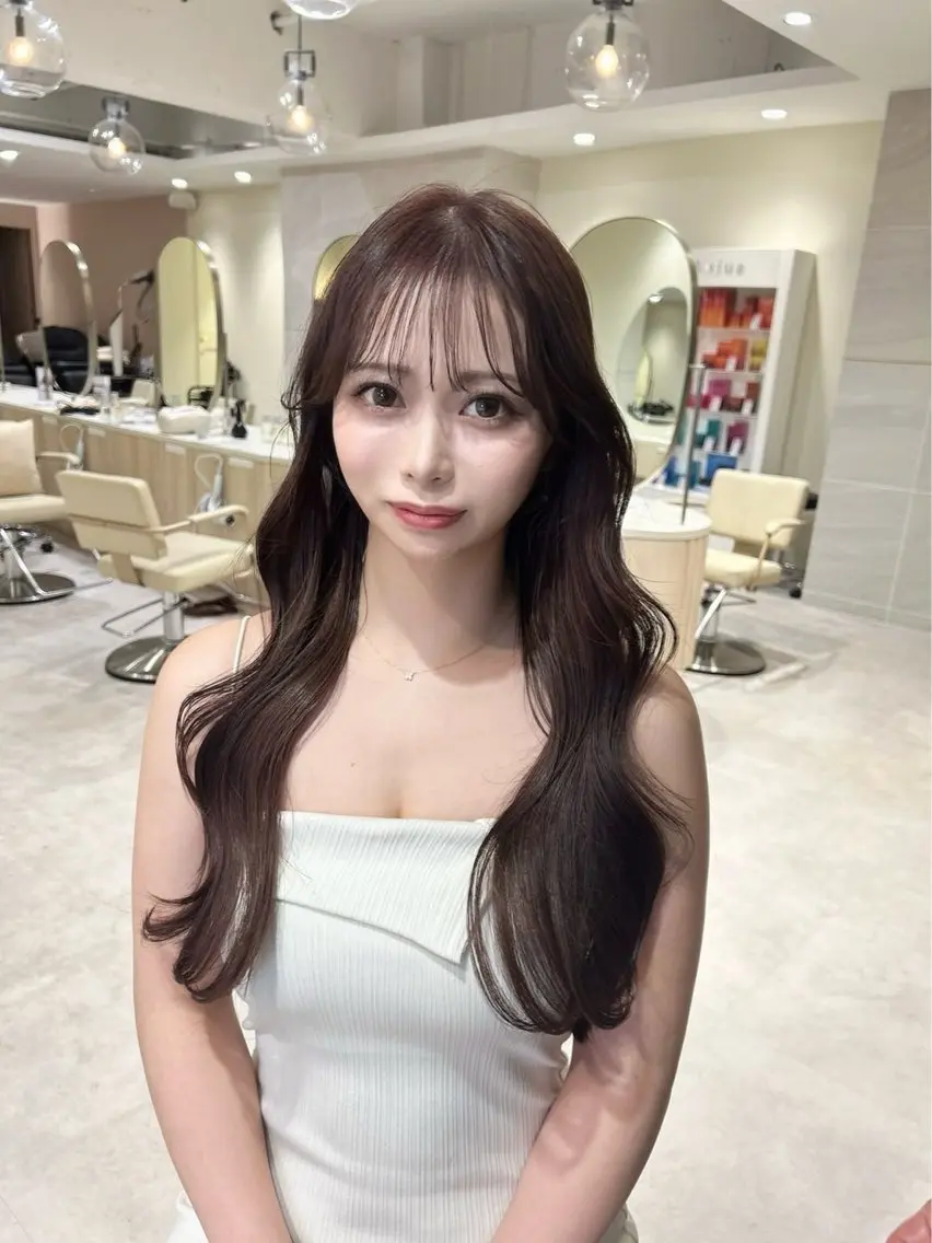 ロング カラー ブラウンカラー ヘーゼル 韓国風ヘア 透明感カラー🌿 グレージュ🐺陽介のヘアスタイル