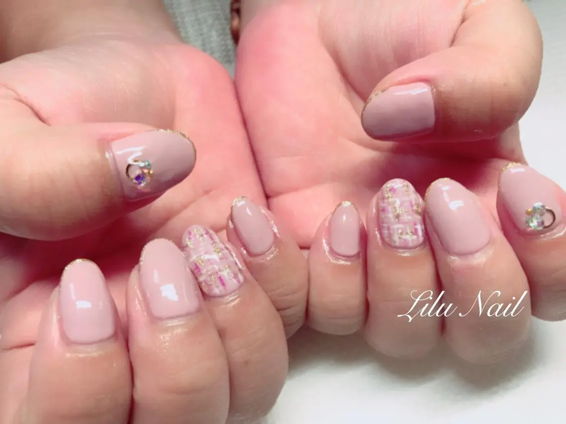 ネイル ツイードネイル モチの良さ◉ フィルインネイル♡のネイルデザイン