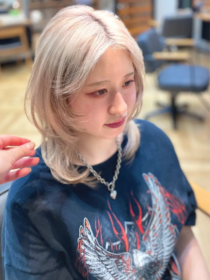 セミロング ハッシュカット レイヤーカット カット 望恵🌸韓国🇰🇷 艶髪スタイルのヘアスタイル