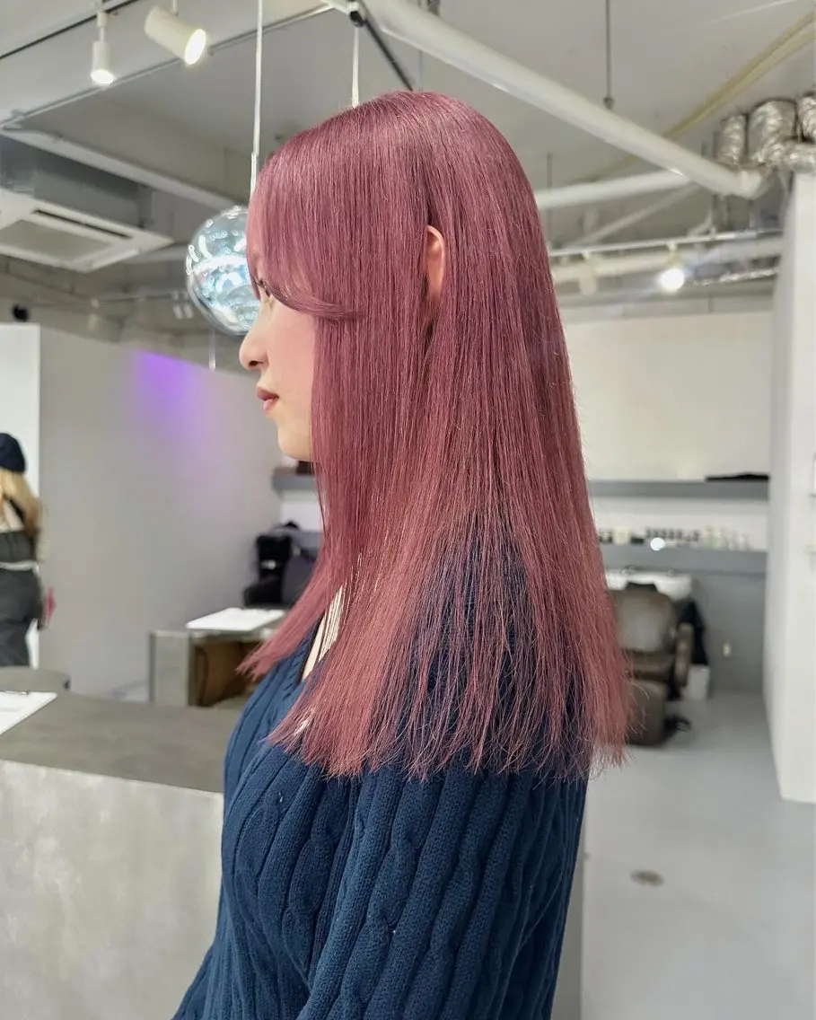 ミディアム カラー ブリーチ 透明感カラー ダブルカラー ブリーチなしカラー ピンクカラー 🫧ケアブリーチ/ ヘアセット/愛美🫧のヘアスタイル