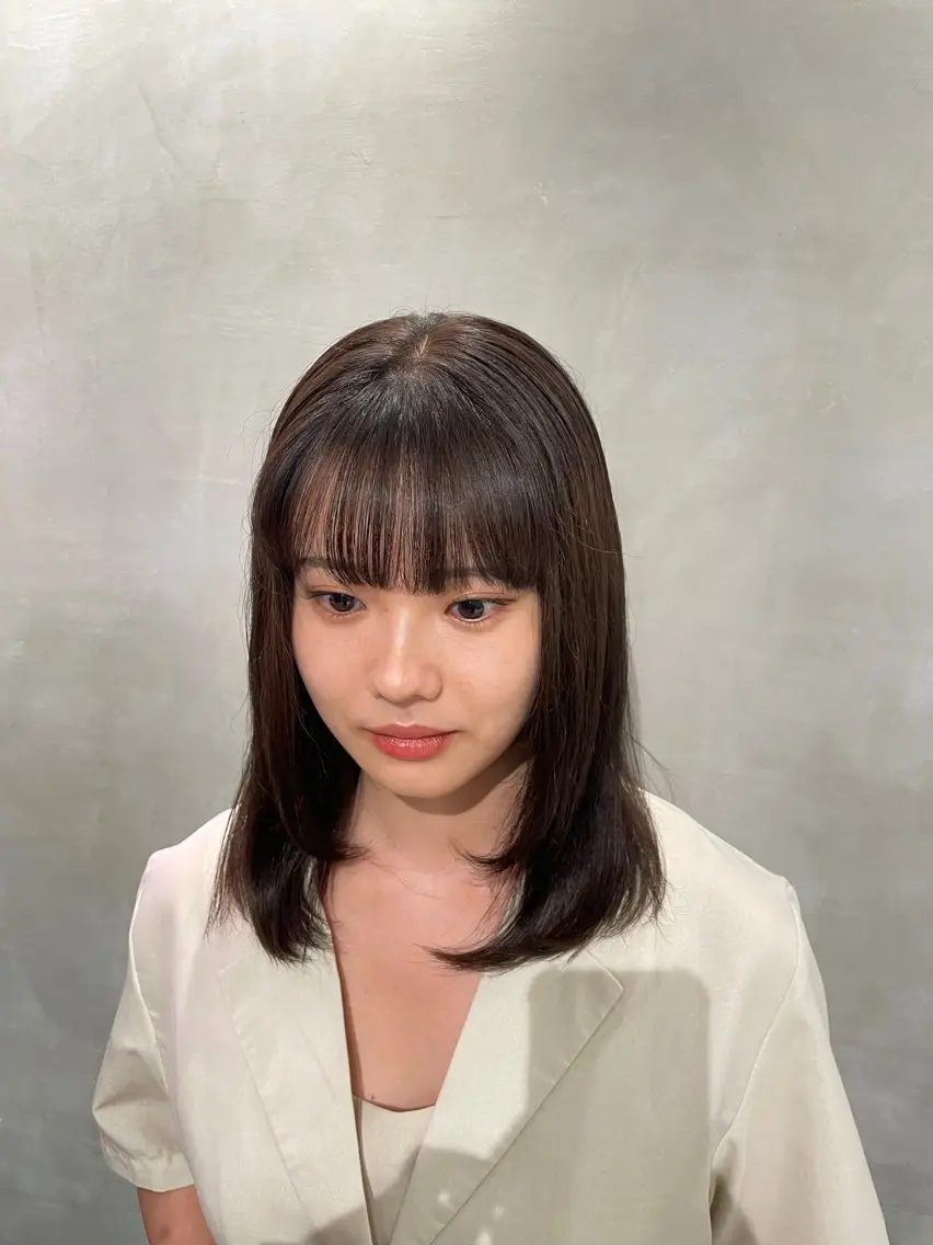 セミロング ヘアカラー トリートメント メンズ縮毛矯正 ブリーチカラー/まやのヘアスタイル
