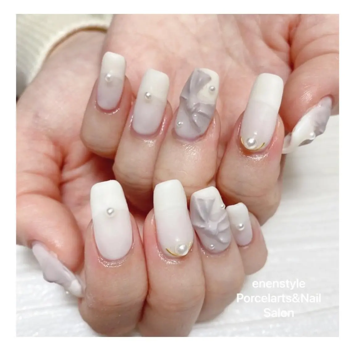セミロング ネイル ハンドネイル 🐾enen style 🐾のネイルデザイン