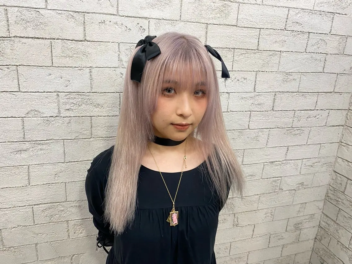 ロング カラー ピンクカラー グレージュ達人/赤み 消し/ブリーチ/岩崎のヘアスタイル
