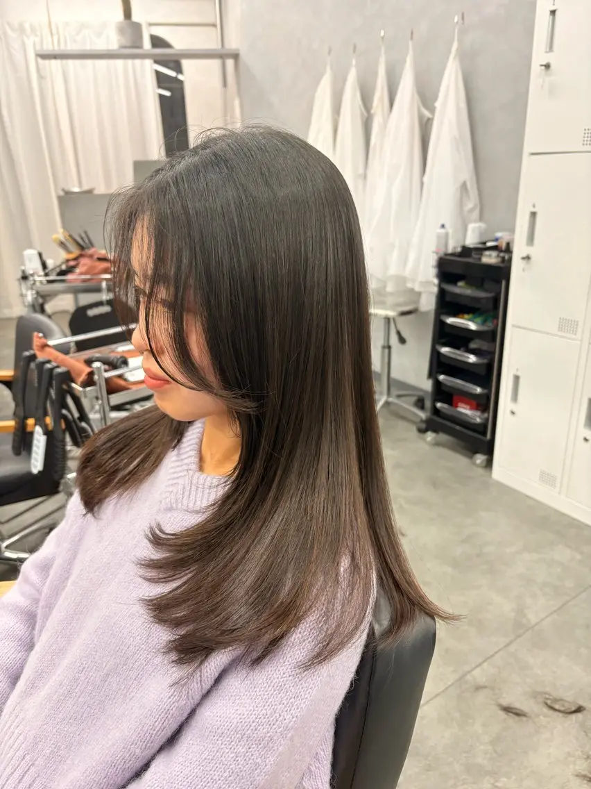 ロング 顔まわりレイヤー 顔周りカット レイヤーカット LIV My【マイ】 髪質改善/箕面のヘアスタイル