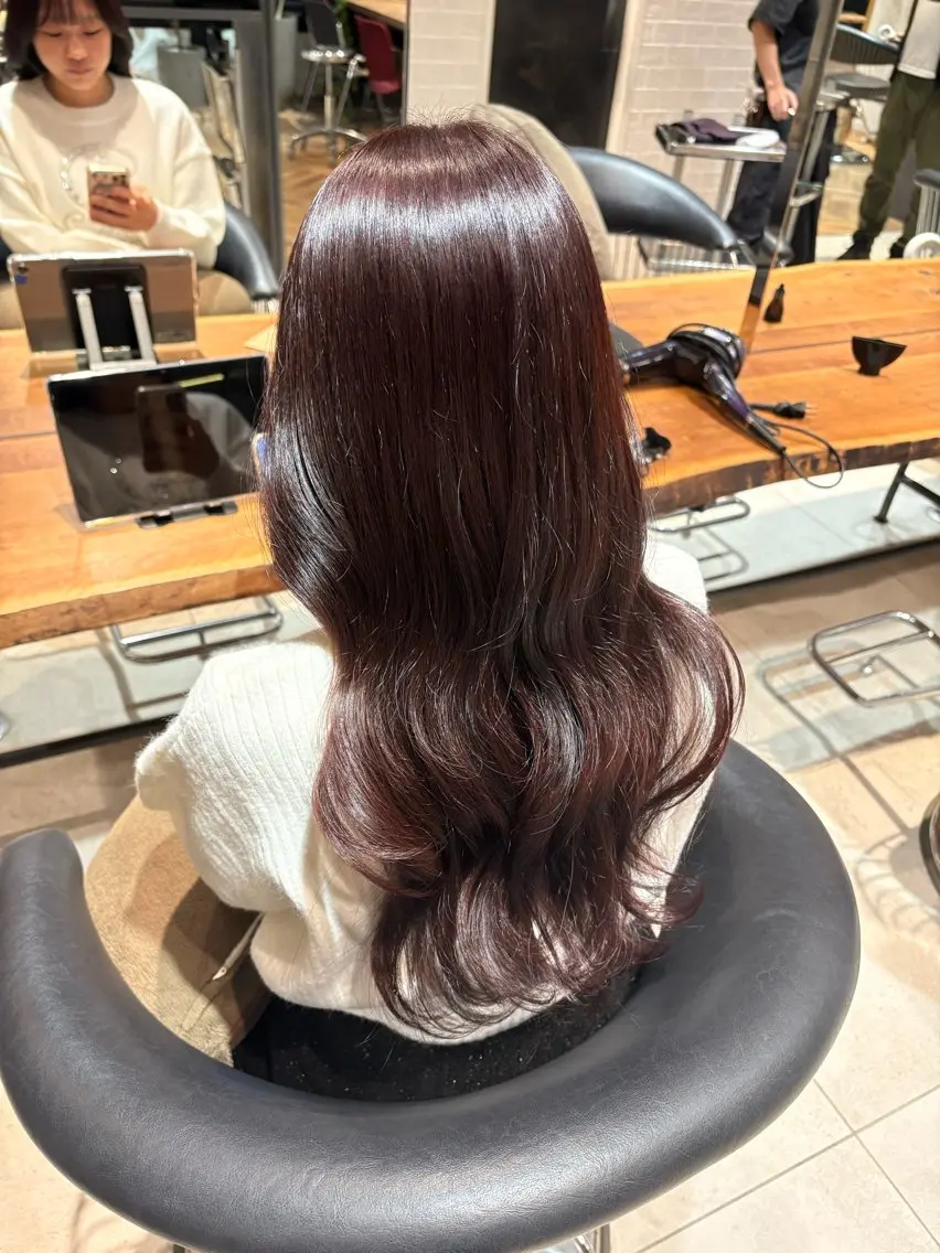 ロング ピンクブラウン ヘアカラー 髪質改善✨透明感 カラー/大木南美のヘアスタイル