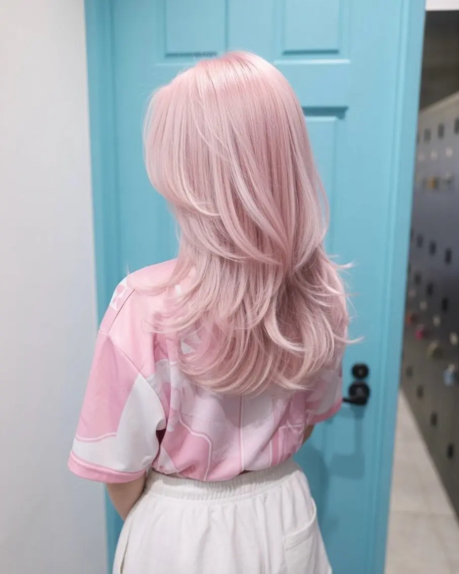 セミロング カラー ヘアアレンジ ベージュカラー ピンクカラー ピンクベージュ レイヤーカット カット ヘアカラー ハイトーン特化🤍 浦住のヘアスタイル