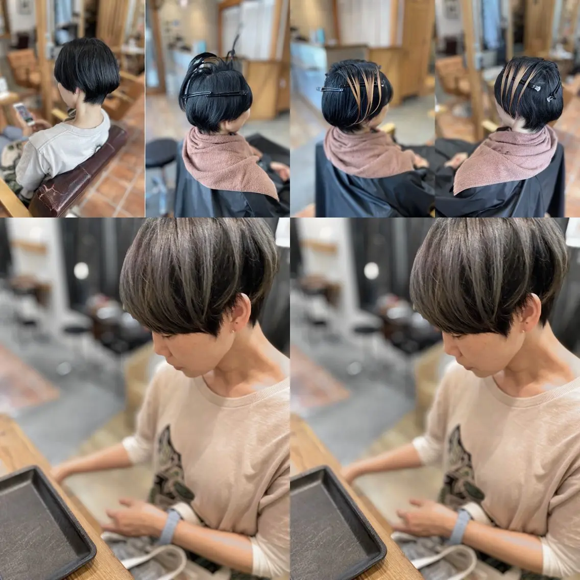 カット＋ポイントブリーチ(インナー、毛先、表面など)＋オンカラーの写真