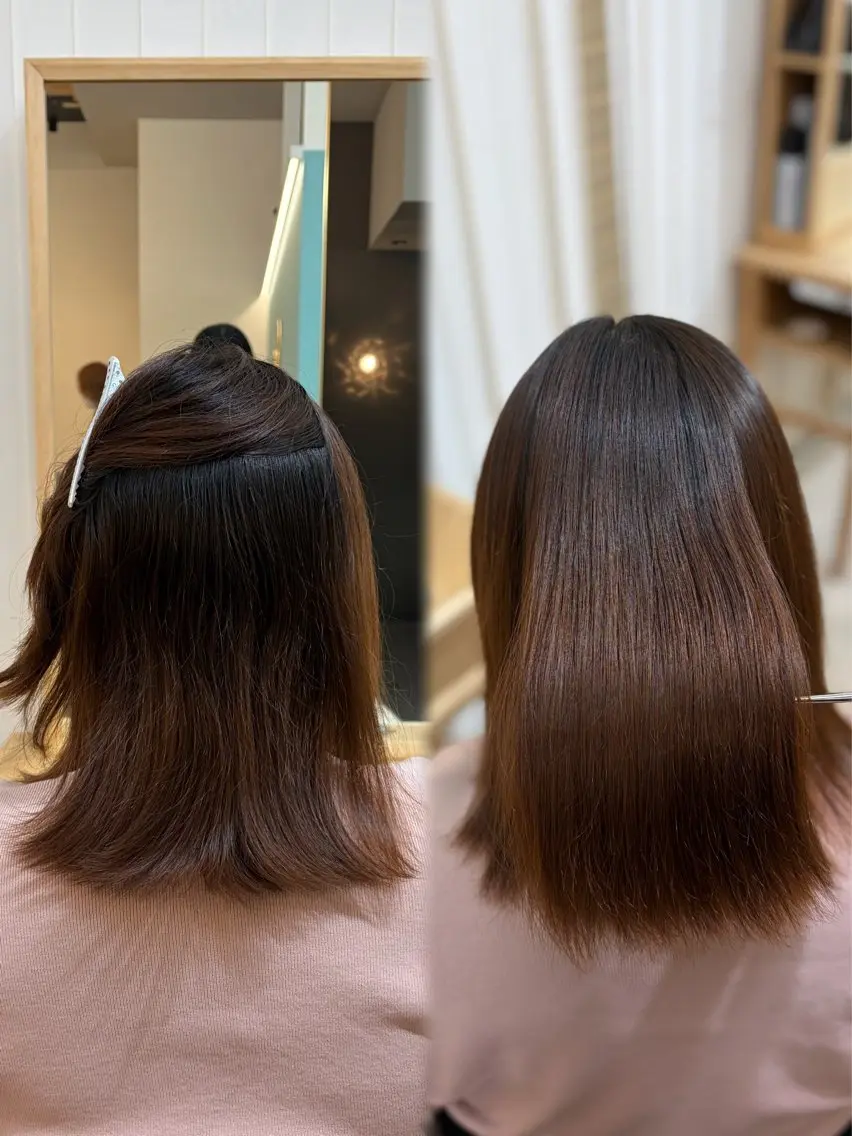 セミロング 縮毛矯正 トリートメント sakura / Ro ⟡.·のヘアスタイル