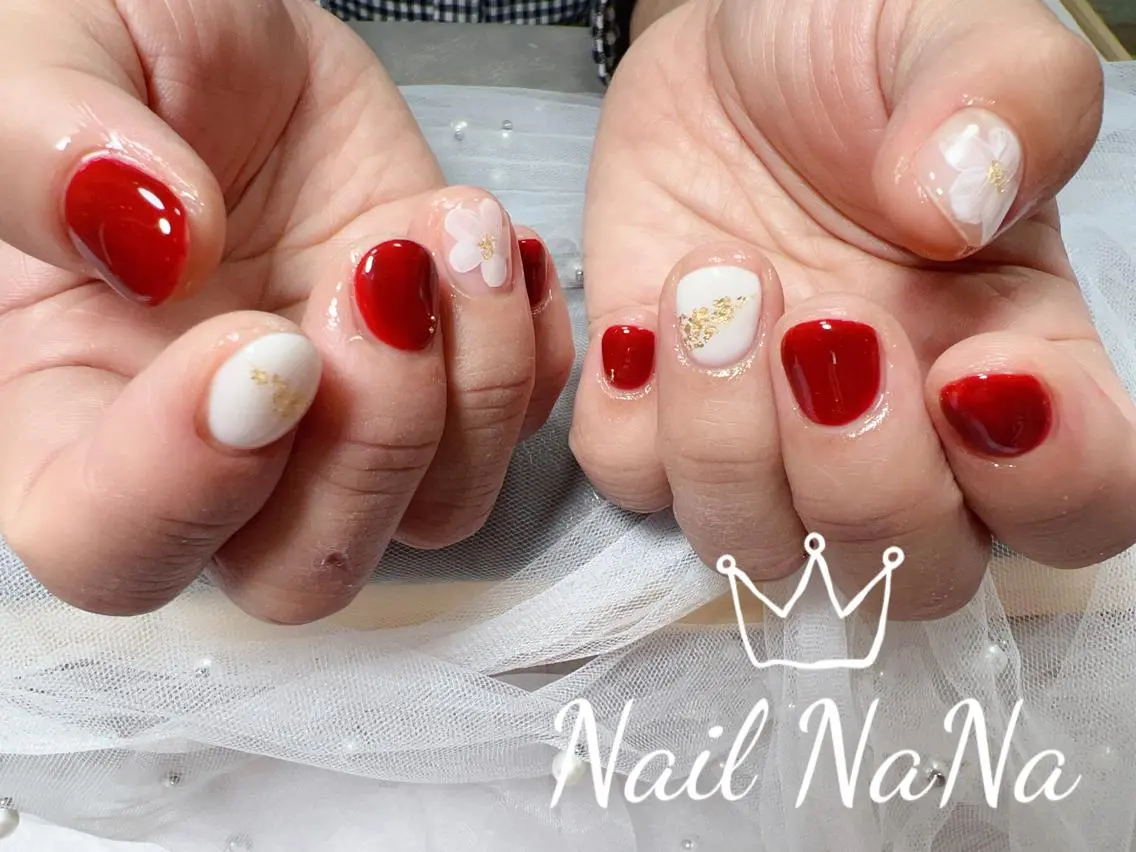 ショート カラー ネイル アートネイル 赤色 Nail NaNaのネイルデザイン